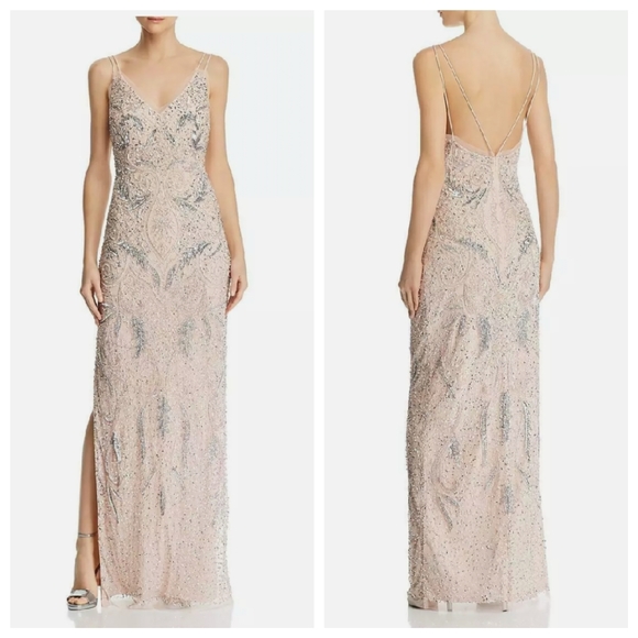 Aidan Mattox Dresses & Skirts - NEW AIDAN MATTOX Petal Blush Deco Beaded Sequin Formal Evening Maxi Gown Dress